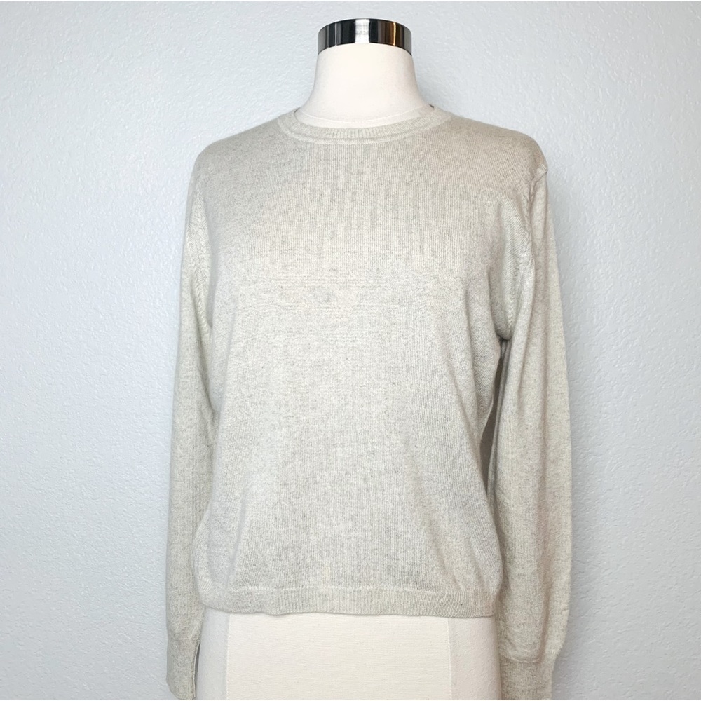 Of Course Sweater Women's Size M Heather Beige Lightweight Crew Neck Sweater